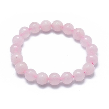 Натуральный розовый кварц бисер стрейч браслеты, круглые, окрашенные, 2 дюйм ~ 2-3/8 дюйма (5~6 см), бусина : 5.8~6.8 mm