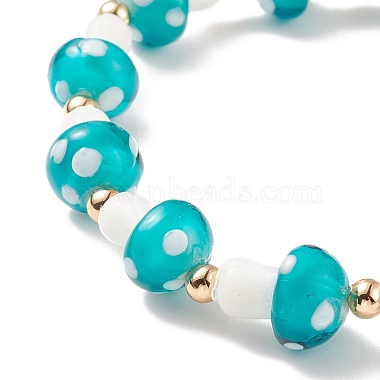 Pulsera elástica con cuentas de hongo murano para mujer(BJEW-JB08228)-6