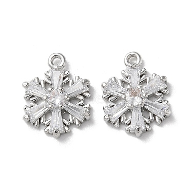 Platinum Clear Snowflake Brass+Cubic Zirconia Charms