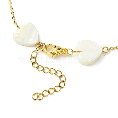 3 pcs 3 colliers de chaîne à maillons en perles de coquillage naturel de style sertis de chaînes de câbles en laiton doré(NJEW-TA00120)-6