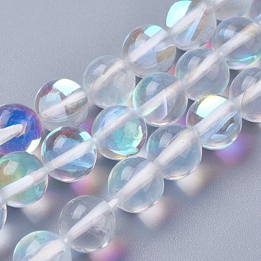 8mm Clear Round Moonstone Beads