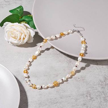 Natural Pearl Beaded Necklace(NJEW-TA00018-01)-3