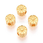 925 Sterling Silver Beads, Flat Round, Real 24K Gold Plated, 4x3mm, Hole: 1.2~1.4mm(STER-N016-112G)