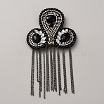 Iron Tassel Chain Shoulder Epaulettes, with Brooch and Cloth Findings, Gunmetal, 220x110x13mm(DIY-WH0622-674)