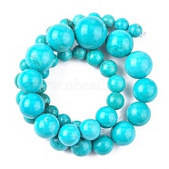 Natural Magnesite Graduated Beads Strands, Dyed & Heated, Round, 8~19.5mm, Hole: 0.8~1.4mm, about 45pcs/strand, 18.9~19.1 inch(48~48.5cm)(G-F604-01)