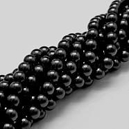 Shell Pearl Bead Strands, Grade A, Round, Black, 10mm, Hole: 1mm, about 38pcs/strand, 15.5 inch(BSHE-L026-07-10mm)