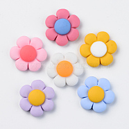 Resin Cabochons, Opaque, Flower, Mixed Color, 24x22.5x7mm(X-RESI-R429-03B)
