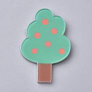 Acrylic Safety Brooches, with Iron Pin, Tree, Green, 49x31x8mm, Pin: 0.8mm(JEWB-F012-17)