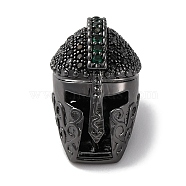 Helmet Shape Brass with Cubic Zirconia Beads, Cadmium Free & Lead Free, Long-Lasting Plated, Black, 17.5x11x13mm, Hole: 1.5mm(KK-S406-15B)