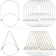 SUPERFINDINGS 16Pcs 2 Style Tinplate Wire Hanger, with Twine Hemp Rope Handles, for Regular/Wide Mouth Mason Jars Canning Jars DIY Solar Lamp Handles, Platinum, 105mm, 8pcs/style(FIND-FH0002-55)