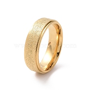 Textured 201 Stainless Steel Flat Finger Ring for Women, Golden, Inner Diameter: 17mm(RJEW-I089-36G)