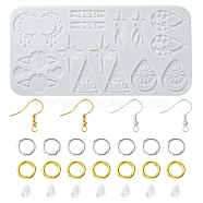 1Pc Star & Planet & Teardrop Pendant Silicone Molds, Resin Casting Molds, with 40Pcs Iron Earring Hooks & 80Pcs Jump Rings, White, 263x130x5mm, Hole: 2mm, Inner Diameter: 24~57x16~40mm(DIY-FS0005-04)