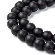 Opaque Glass Beads Strands, Frosted, Round, Black, 8mm, Hole:1mm, about 46pcs/strand, 15.3 inch(G-R345-8mm-38-1)