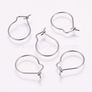 304 Stainless Steel Hoop Earrings, Stainless Steel Color, 18 Gauge, 18x13x1mm(X-STAS-K148-09)