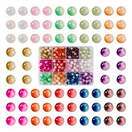 300Pcs 12 Colors Crackle Baking Painted Imitation Jade Glass Beads Set, Round, Mixed Color, 8mm, Hole: 1.5mm, 25Pcs/color(DGLA-TA0001-05)