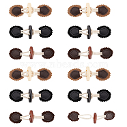 12 Sets 3 Colors Sunflower Imitation Leather Sew on Coat Tab Closures, Wood Horn Toggle Button with Cotton Loop, Garment Accessories, Mixed Color, 100mm, 4 sets/color(DIY-FG0004-15)