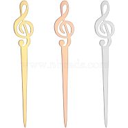 Unicraftale 3Pcs 3 Colors Stainless Steel Sealing Wax Mixing Stirrers, Sealing Wax Sticks, Musical Note, Mixed Color, 100x16mm, 1pc/color(STAS-UN0040-10)