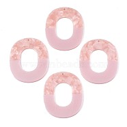 Translucent Cellulose Acetate(Resin) Pendants, Two Tone, Oval Ring, Pink, 49x40x3mm, Hole: 1.4mm(KY-T040-50C)