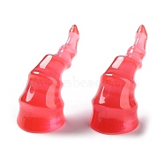 Halloween 3D Devil Horns Transparent Resin Cabochons, for Halloween Headband Making, Red, 48x19mm(RESI-F051-C03)