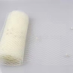 1M Polyester Mesh Fabric, for DIY Bride Veils Hats Fascinators, Beige, 25cm(AJEW-GA0006-87B)