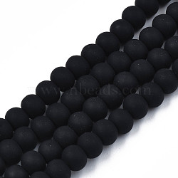 Handmade Polymer Clay Beads Strands, for DIY Jewelry Crafts Supplies, Round, Black, 7x5.5mm, Hole: 1.6mm, about 69pcs/strand, 15.75 inch~16.14 inch(40~41cm)(CLAY-N008-053-04)