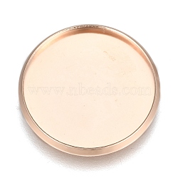 304 Stainless Steel Plain Edge Bezel Cups, Cabochon Settings, Flat Round, Rose Gold, Tray: 20mm, 21.5x1.8mm(STAS-E460-10RG-20MM)