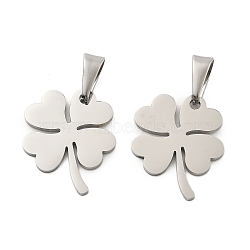 Tarnish Resistant 304 Stainless Steel Pendants, Clover, Stainless Steel Color, 25.5x20.5x1.5mm, Hole: 10x4mm(STAS-I135-31P)