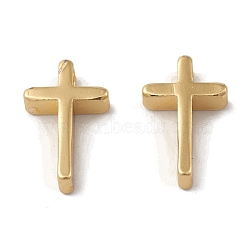Rack Plating Brass Charms, Cross Charm, Cadmium Free & Lead Free, Long-Lasting Plated, Real 18K Gold Plated, 13x8.5x3mm, Hole: 2mm(KK-G452-27G)