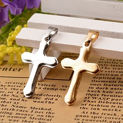 304 Stainless Steel Latin Cross Pendants, Mixed Color, 35x18x3mm, Hole: 3x6mm(STAS-I035-32)