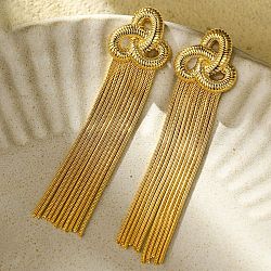 304 Stainless Steel Stud Earrings, Tassels, Golden, 77x19.9mm(EJEW-S226-20G-01)