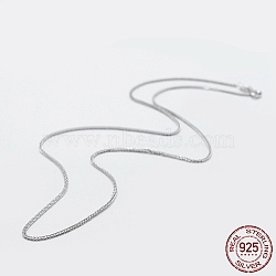 Rhodium Plated 925 Sterling Silver Chain Necklaces, with Spring Ring Clasps, with 925 Stamp, Platinum, 23.62x0.01 inch(60x0.03cm)(STER-F039-60cm-16P)