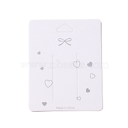 Paper Hair Clip Display Cards, Rectangle with Heart and Bowknot Pattern, White, 9.5x7.5x0.03cm, Hole: 17x9mm(CDIS-F005-18A)