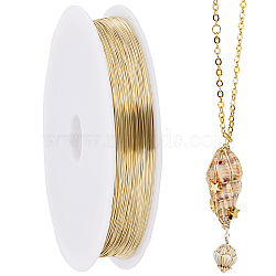 Eco-Friendly Copper Wire, Round Beading Wire, with Spool, Long-Lasting Plated, Real 14K Gold Plated, 28 Gauge(0.3mm), about 328.08 Feet(100m)/Bag(CWIR-SC0001-04A-G)