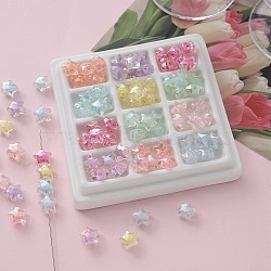 Transparent Acrylic Beads, Star, Bead in Bead, AB Color Plated, Faceted, Mixed Color, 11.2x10.7x7mm, Hole: 2.3mm, about 1250pcs/500g(OACR-I013-04)