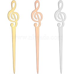 Unicraftale 3Pcs 3 Colors Stainless Steel Sealing Wax Mixing Stirrers, Sealing Wax Sticks, Musical Note, Mixed Color, 100x16mm, 1pc/color(STAS-UN0040-10)