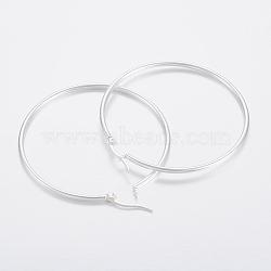 304 Stainless Steel Big Hoop Earrings, Hypoallergenic Earrings, Silver, 57x54x2mm, 12 Gauge, Pin: 1x0.8mm(EJEW-H327-01A)