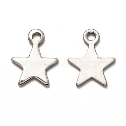 Non-Tarnish 201 Stainless Steel Pendants, Laser Cut, Star, Stainless Steel Color, 11x8.5x1mm, Hole: 1.4mm(STAS-I172-19B)