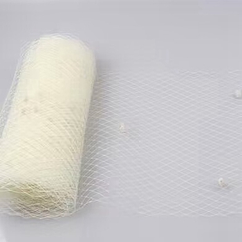 1M Polyester Mesh Fabric, for DIY Bride Veils Hats Fascinators, Beige, 25cm