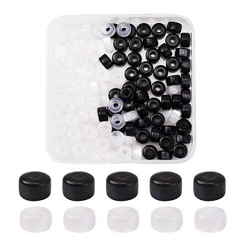 200Pcs 2 Colors Imitation Cat Eye Resin Bead Spacers, Flat Round, Mixed Color, 7.5~8x4.5mm, Hole: 2.5mm, 100pcs/color