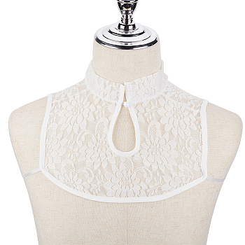 Detachable Polyester Lady's False Collars, Hollow-out Neckline Trim, Clothes Sewing Applique Edge, DIY Garment Accessories, White, 275x300x9mm