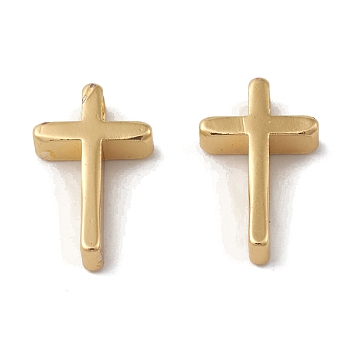Rack Plating Brass Charms, Cross Charm, Cadmium Free & Lead Free, Long-Lasting Plated, Real 18K Gold Plated, 13x8.5x3mm, Hole: 2mm