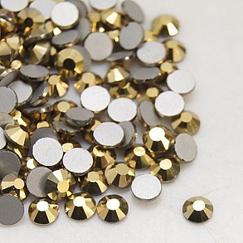 Glass Flat Back Rhinestone, Grade A, Back Plated, Faceted, Half Round, Aurum, 3~3.2mm, about 1440pcs/bag