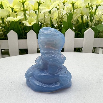 Opalite Carved Snake Figurines, for Home Office Desktop Feng Shui Ornament, 30~40mm