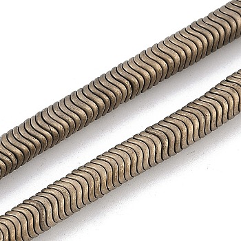 Electroplated Synthetic Non-magnetic Hematite Beads Strands, Wavy Disc, Antique Bronze Plated, 6x1.5mm, Hole: 1mm, about 330pcs/strand, 15.75''(40cm)