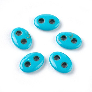 Synthetic Turquoise Links connectors, Oval, 13.5x9.5x2.5~3mm, Hole: 2.5mm