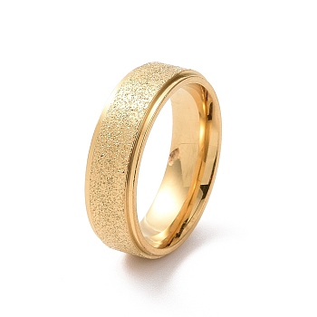 Textured 201 Stainless Steel Flat Finger Ring for Women, Golden, Inner Diameter: 17mm