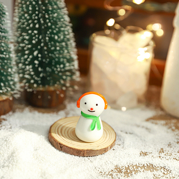 Christmas Theme Mini Glass Snowman Ornaments, for Home Deaktop Display Decorations, Orange Red, 40.5x24mm