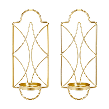 Wall Hanging Iron Candle Holders, Retro Wall Decorative Candlesticks, Matte Gold Color, 8.7x5.7x21.5cm