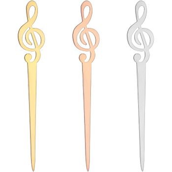 Unicraftale 3Pcs 3 Colors Stainless Steel Sealing Wax Mixing Stirrers, Sealing Wax Sticks, Musical Note, Mixed Color, 100x16mm, 1pc/color