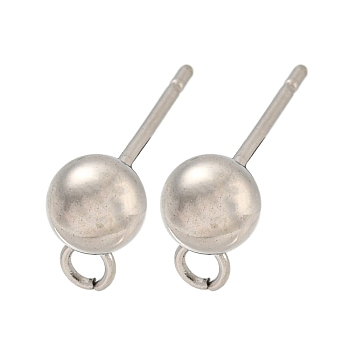 304 Stainless Steel Stud Earring Findings, Round, Stainless Steel Color, 16x5x5mm, Hole: 1.6mm, Pin: 10mm